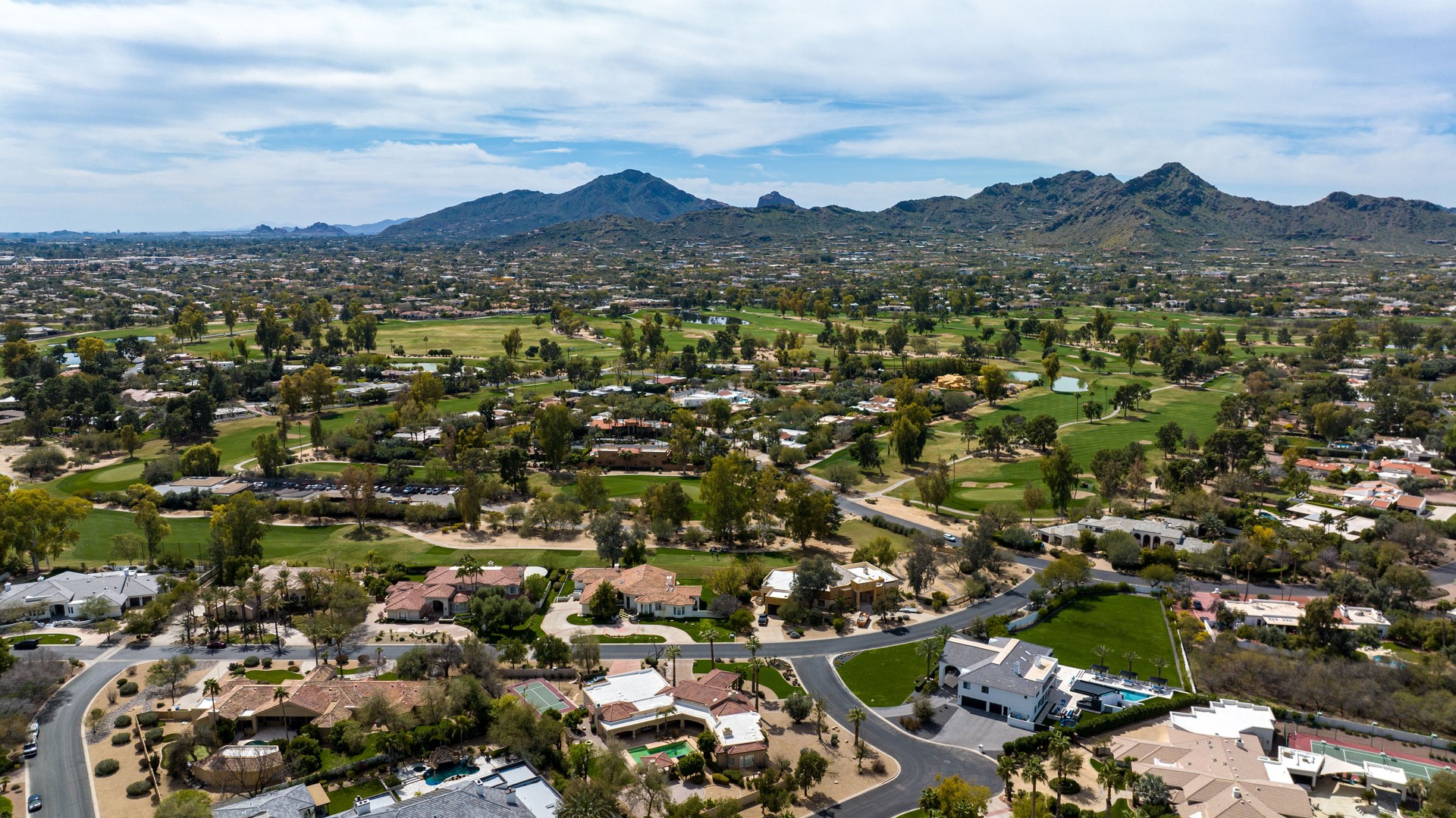 Aerial view of golf course in Scottsdale, Arizona