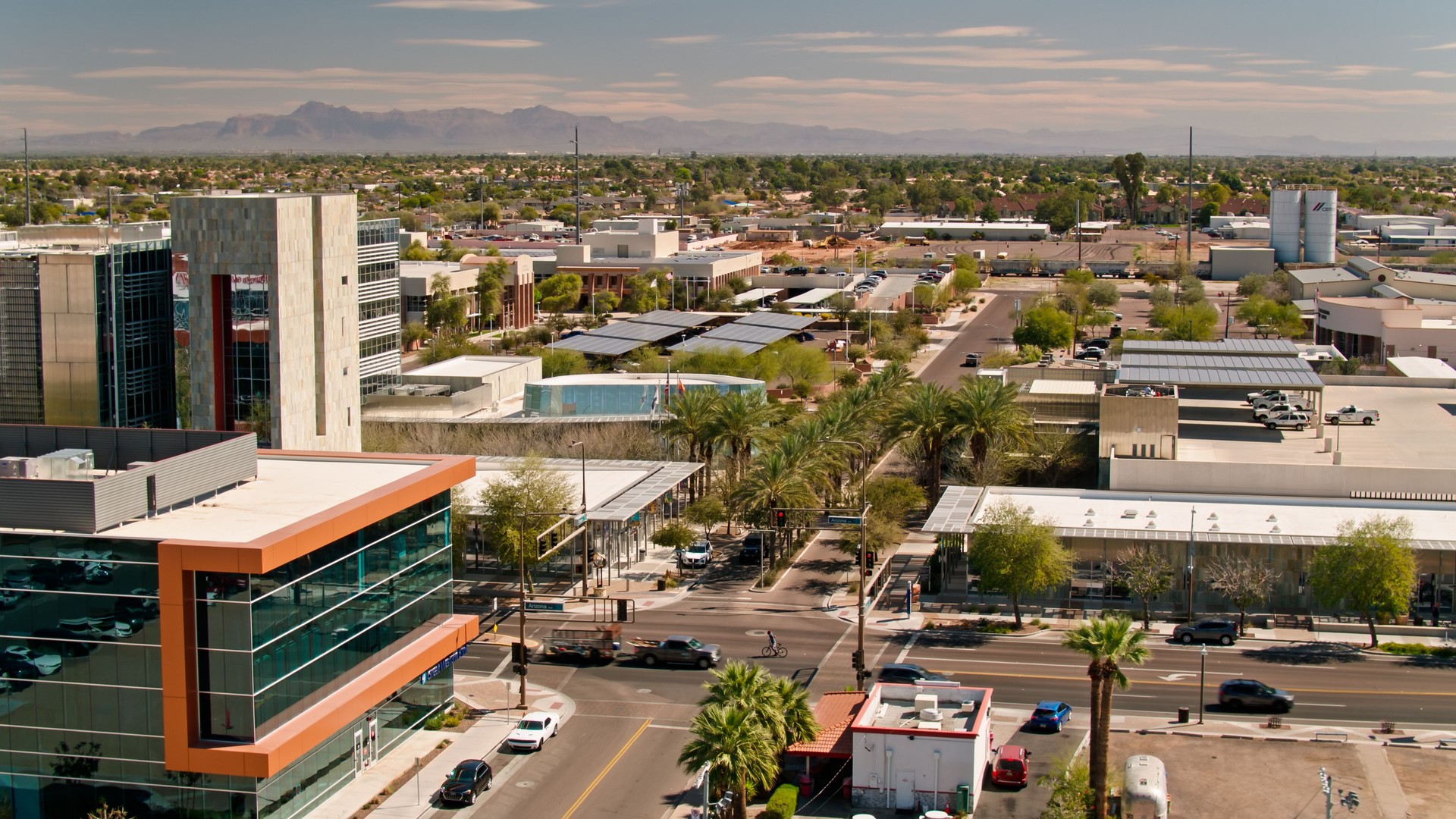 Drone View Over Downtown Chandler, Arizona